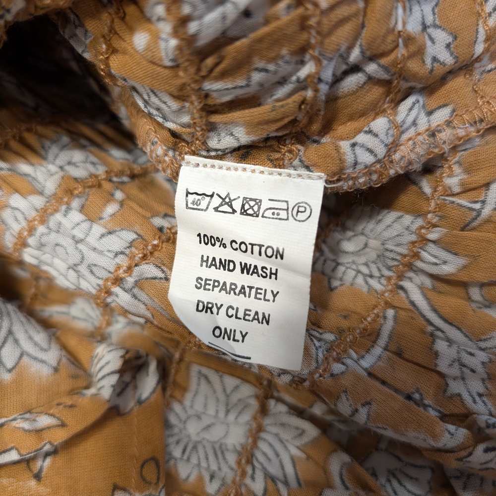Daughters of India Tan Floral Smocked Puff-Sleeve Top - Picture 9 of 10